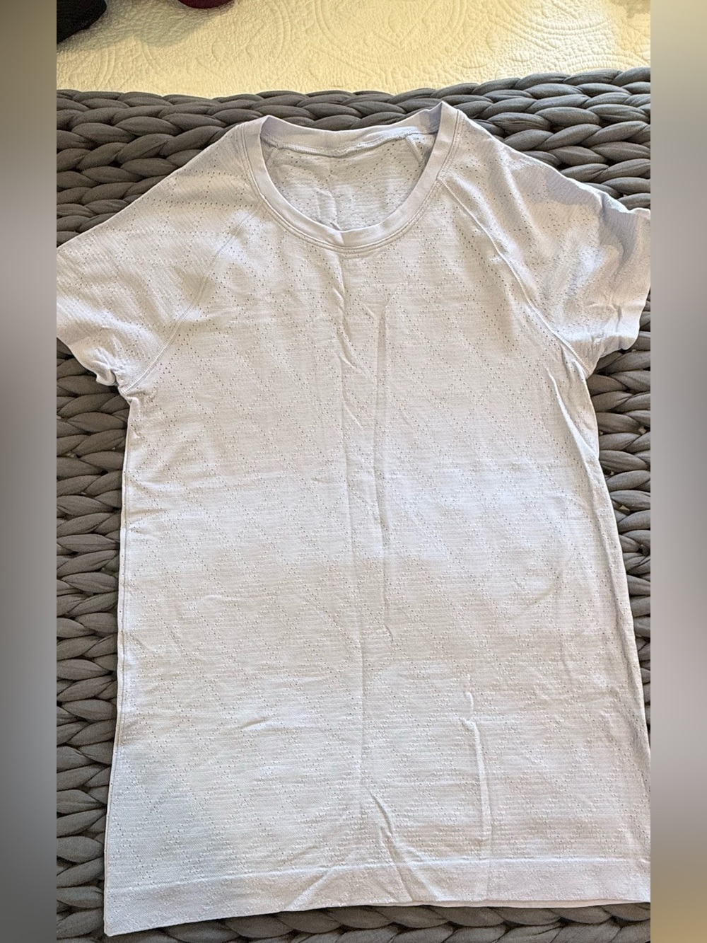 Lululemon swiftly tech hip length. Pointelle. Very pale blue. Size 8